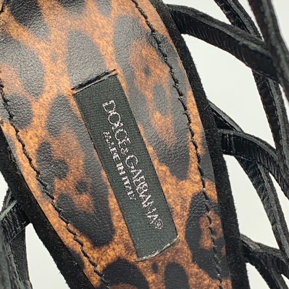 NIB DOLCE & GABBANA Suede Black Peep Toe Heels - Picture 6 of 7